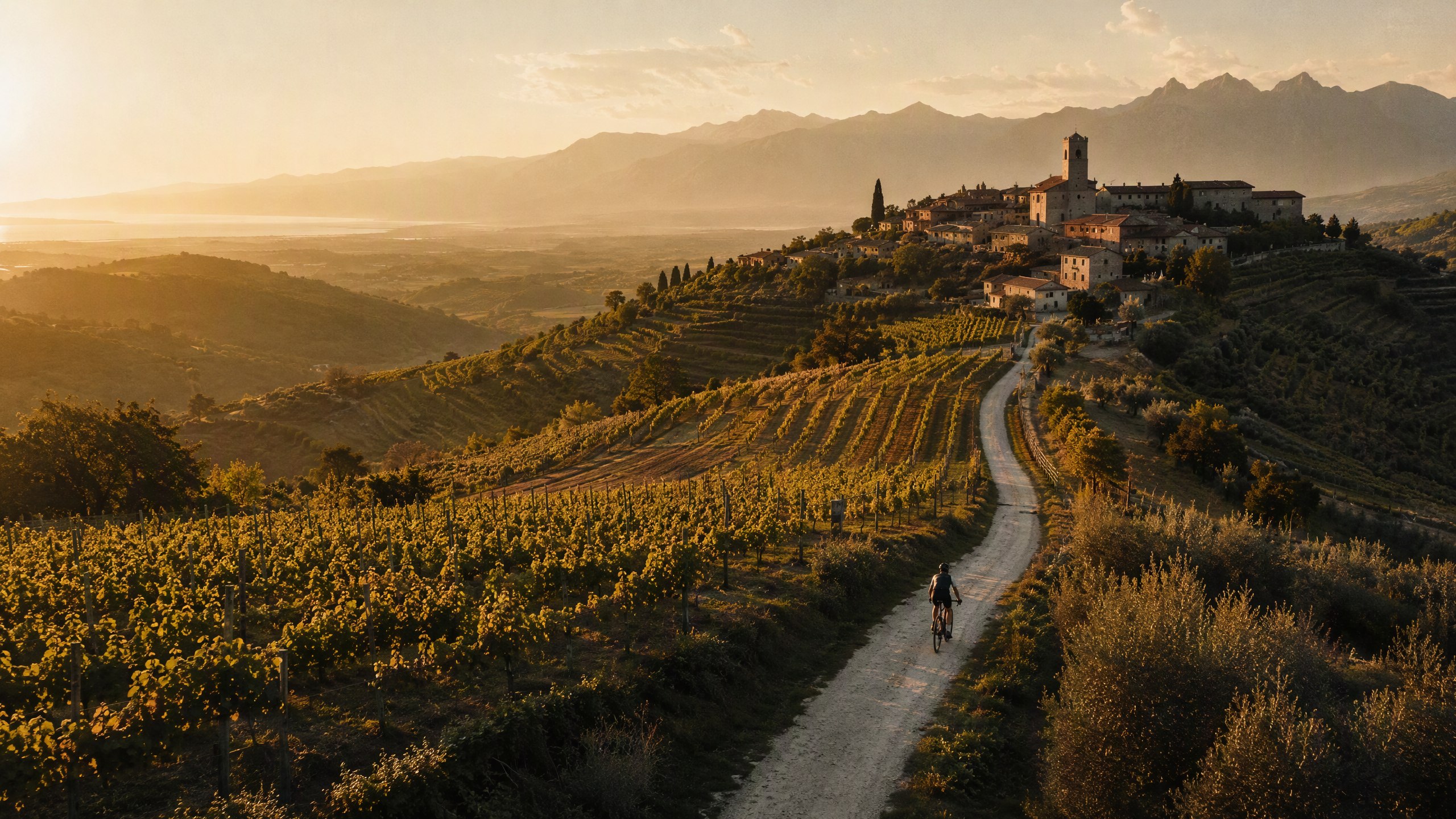 Vineyard hills of Goriška Brda at golden hour