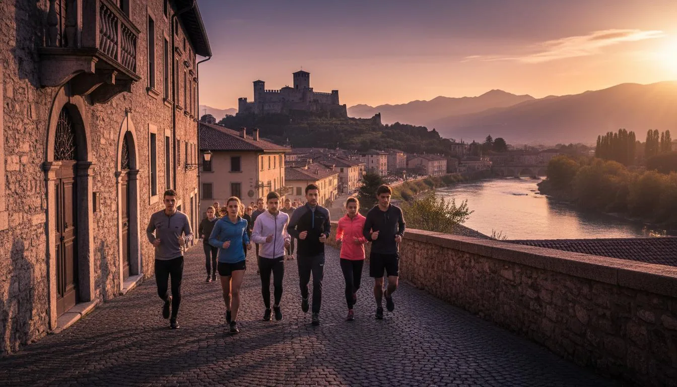 Runners on the scenic 5K route through Gorizia's historic center