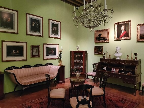 Period furniture and family portraits