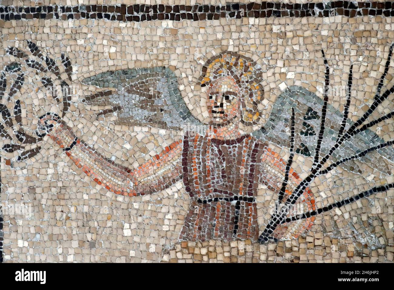 Detail of a 4th-century Christian mosaic depicting a winged Victoria figure from Aquileia Basilica