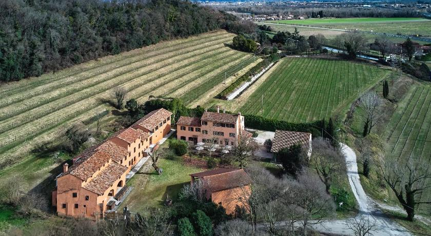 Aerial view of the Farra d'Isonzo countryside with vineyards