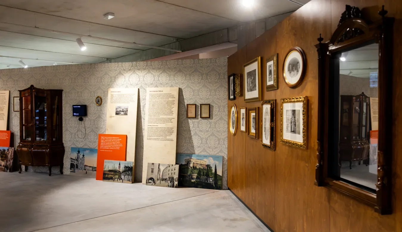EPIC Exhibition interior with historical photos and furniture