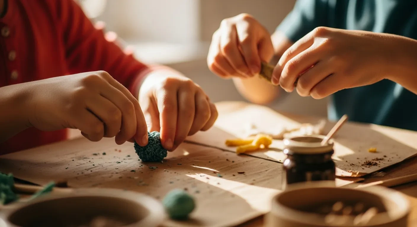 Creative makerspace workshop environment with tools and materials