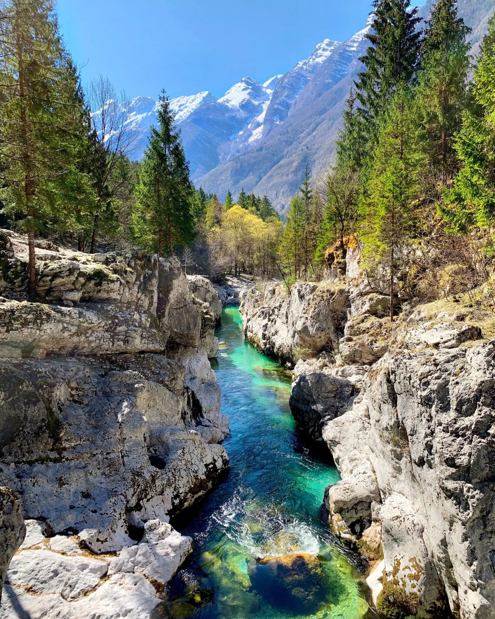 Soča River flowing through the Julian Alps