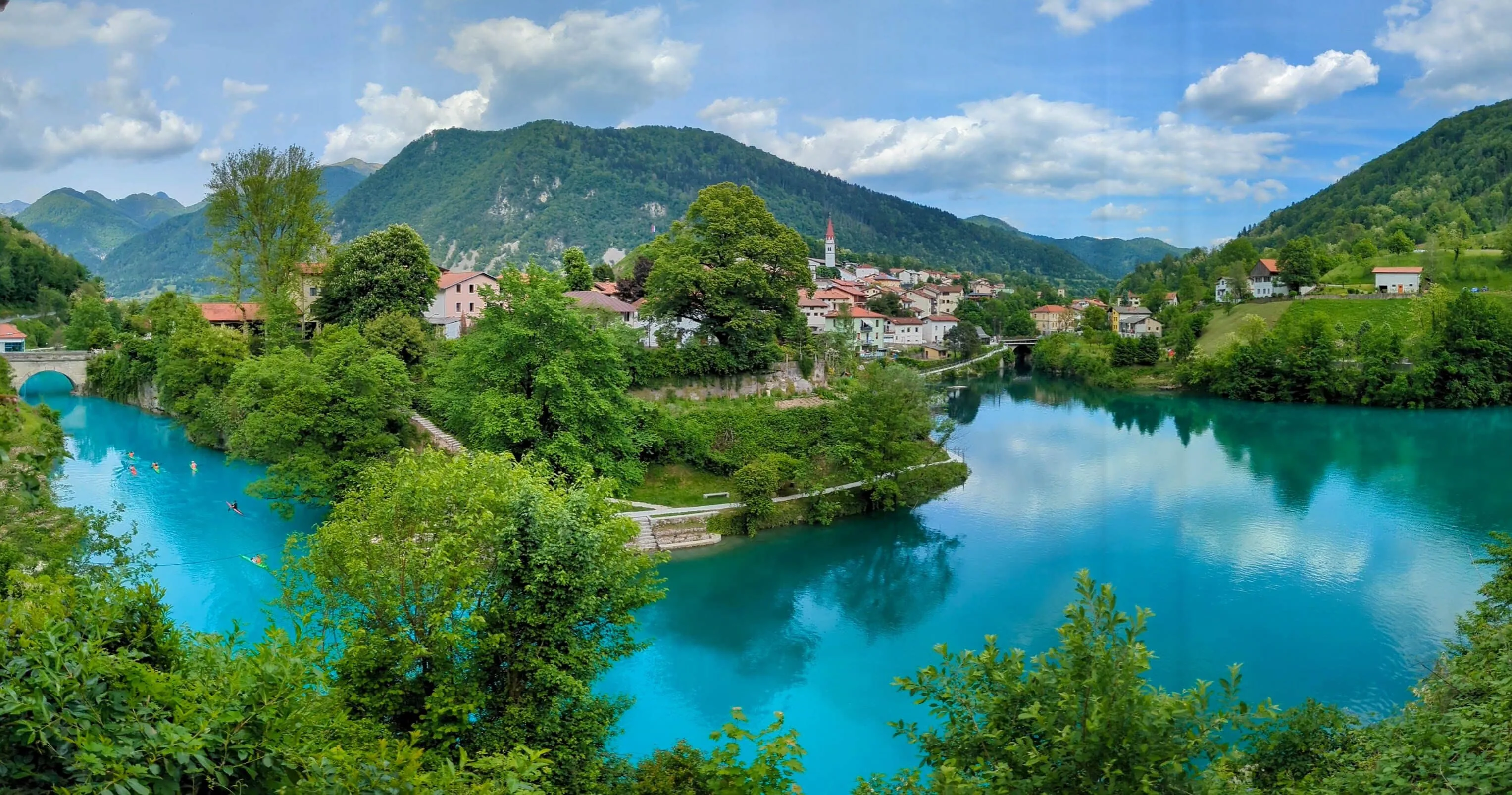 Tolmin panoramic view with the Soča River