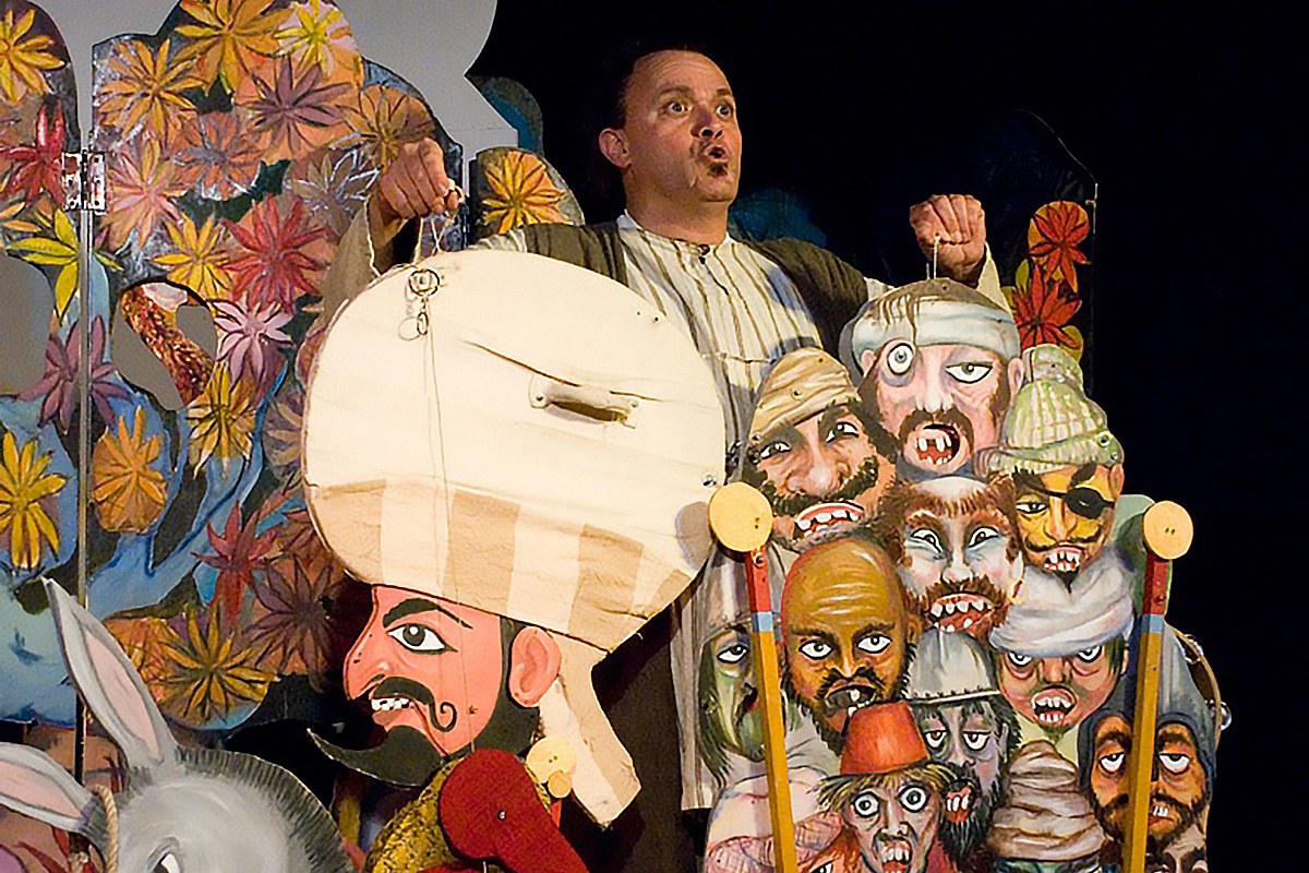 The Panta Rei Group performing with their signature theatrical style