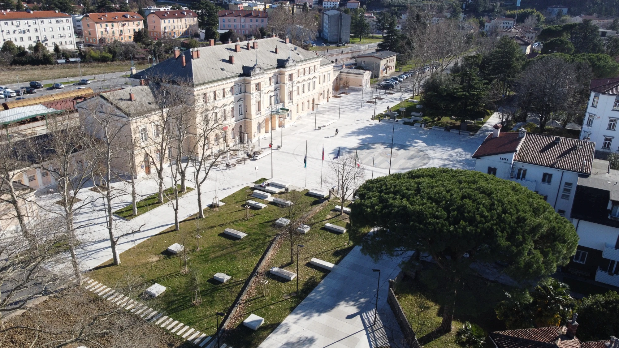 Trg Evrope (Europe Square) connecting Nova Gorica and Gorizia — symbol of cross-border unity