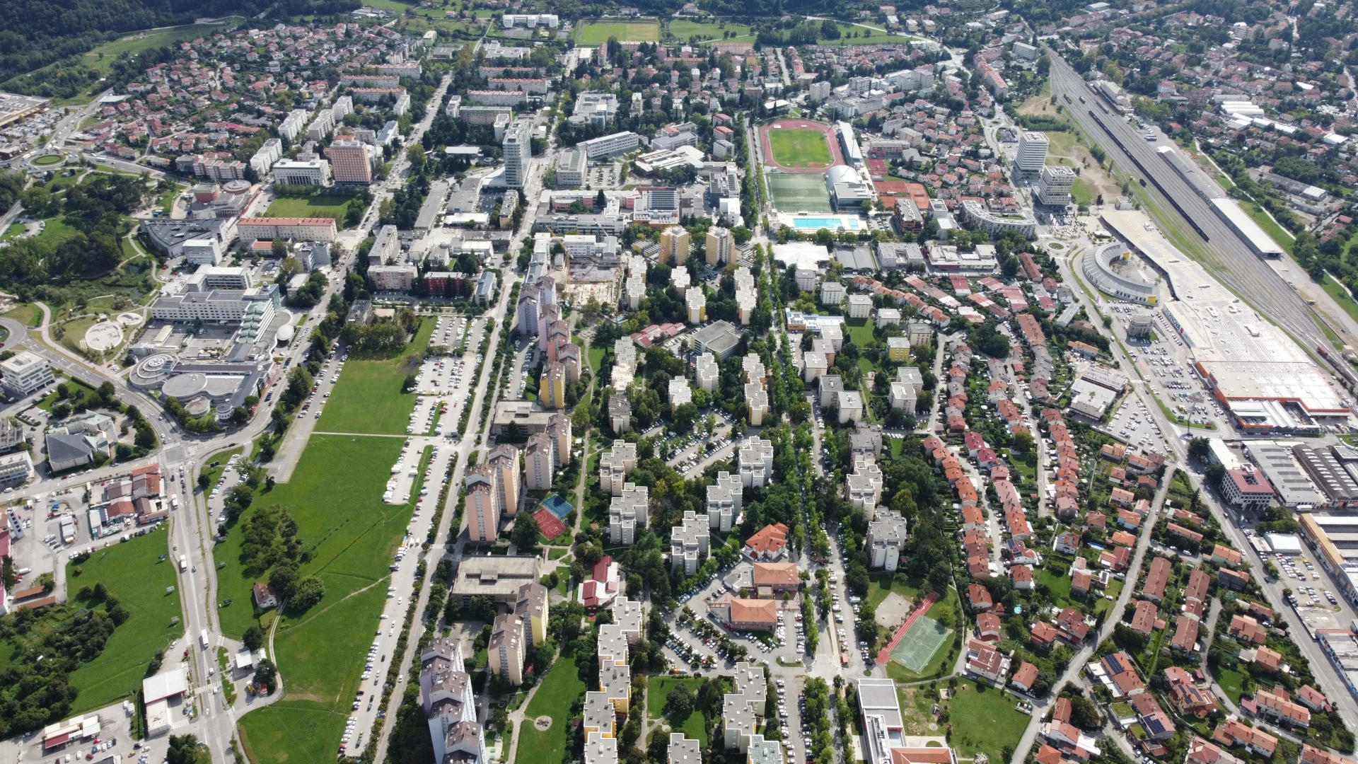 Nova Gorica cityscape and surrounding hills