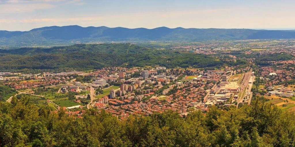 Panoramic view of Nova Gorica from surrounding hills