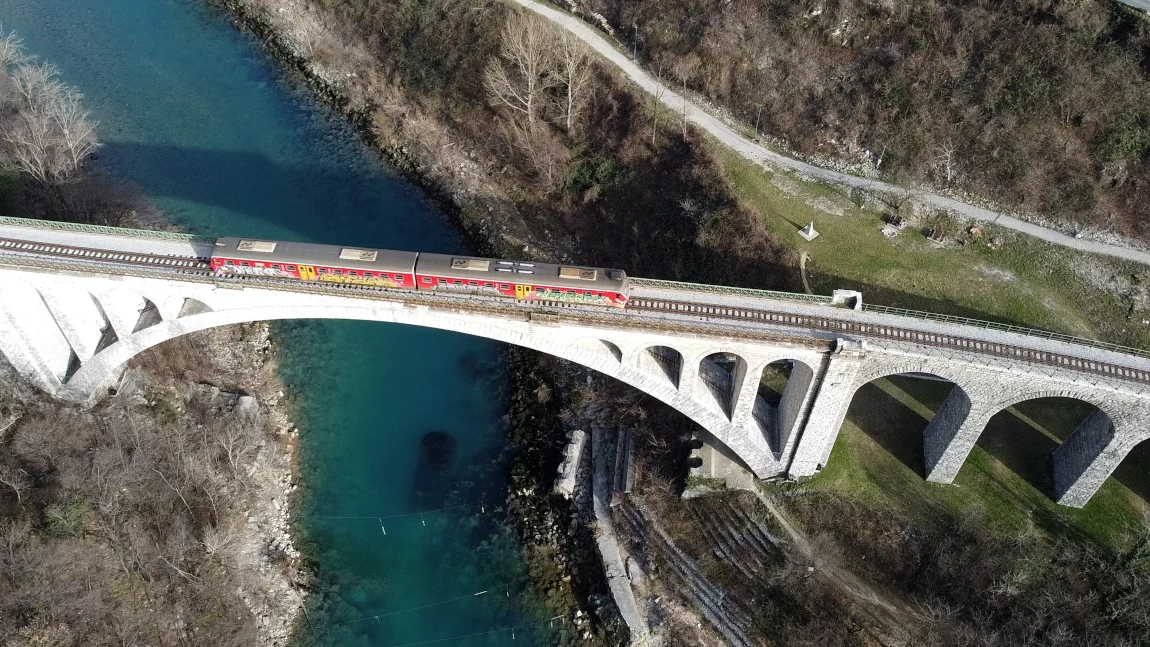 The massive 85-meter stone arch of Solkan Bridge
