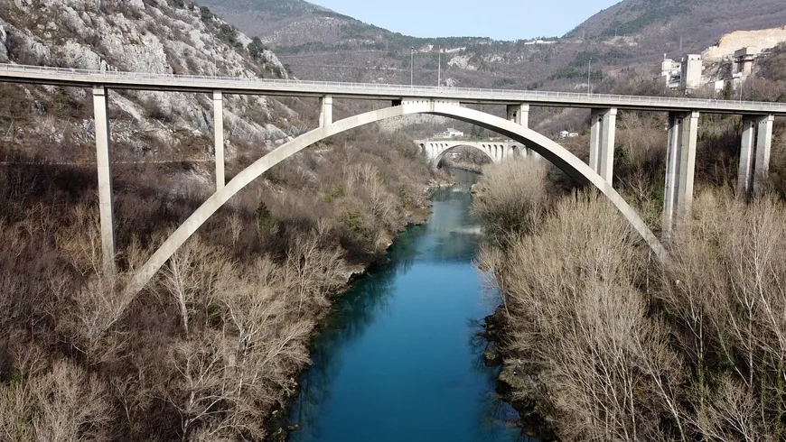 Historical view of Solkan Bridge
