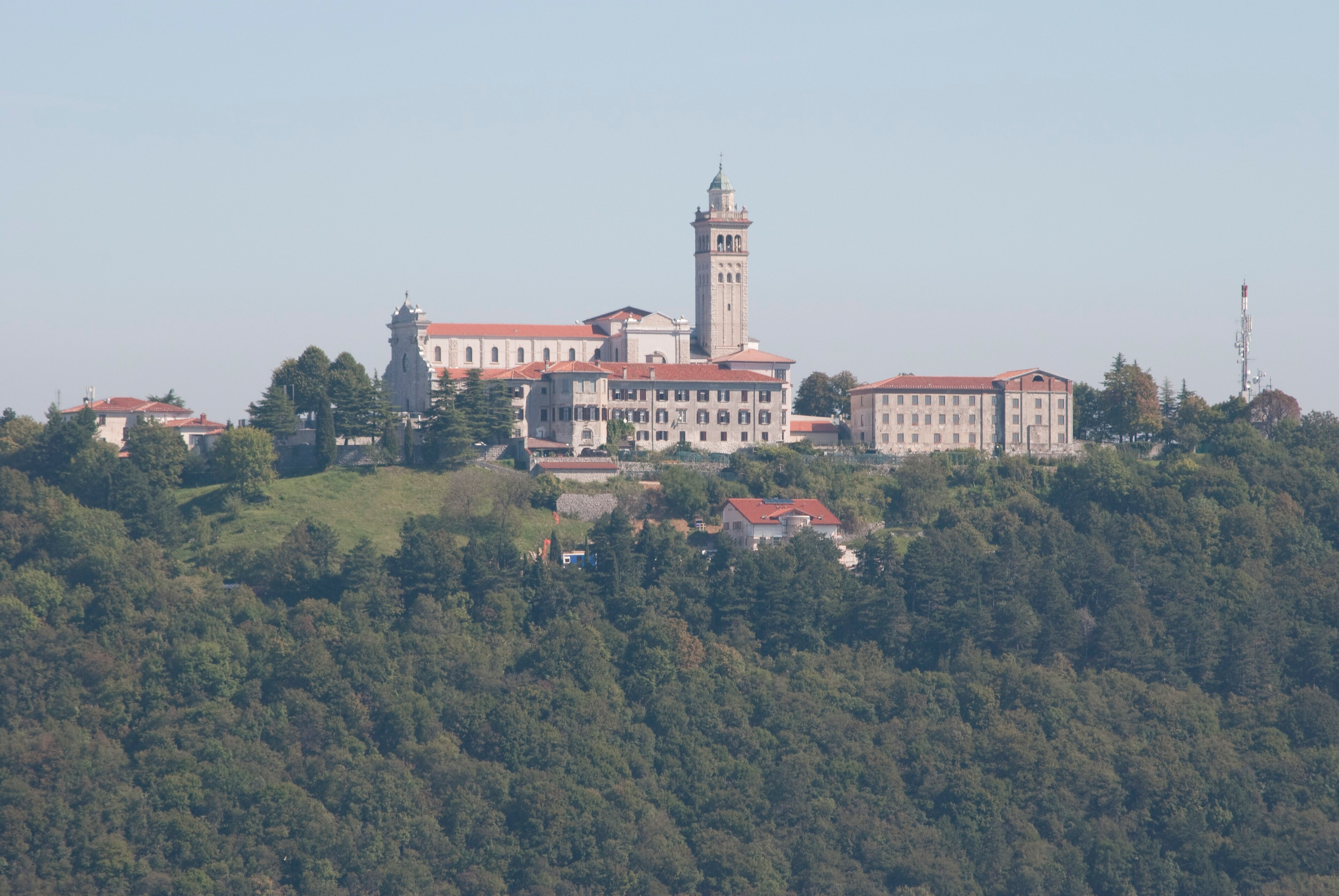 Aerial view of Sveta Gora basilica and monastery on Skalnica Hill