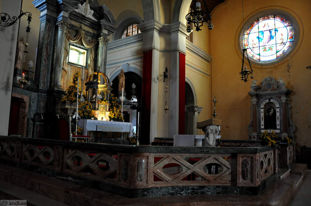 Interior of Sveta Gora Basilica with ornate altars