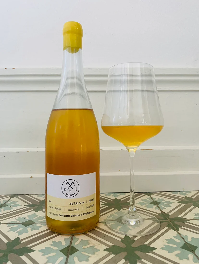 Rebula — Brda's signature grape — shown here in its amber/orange wine expression.