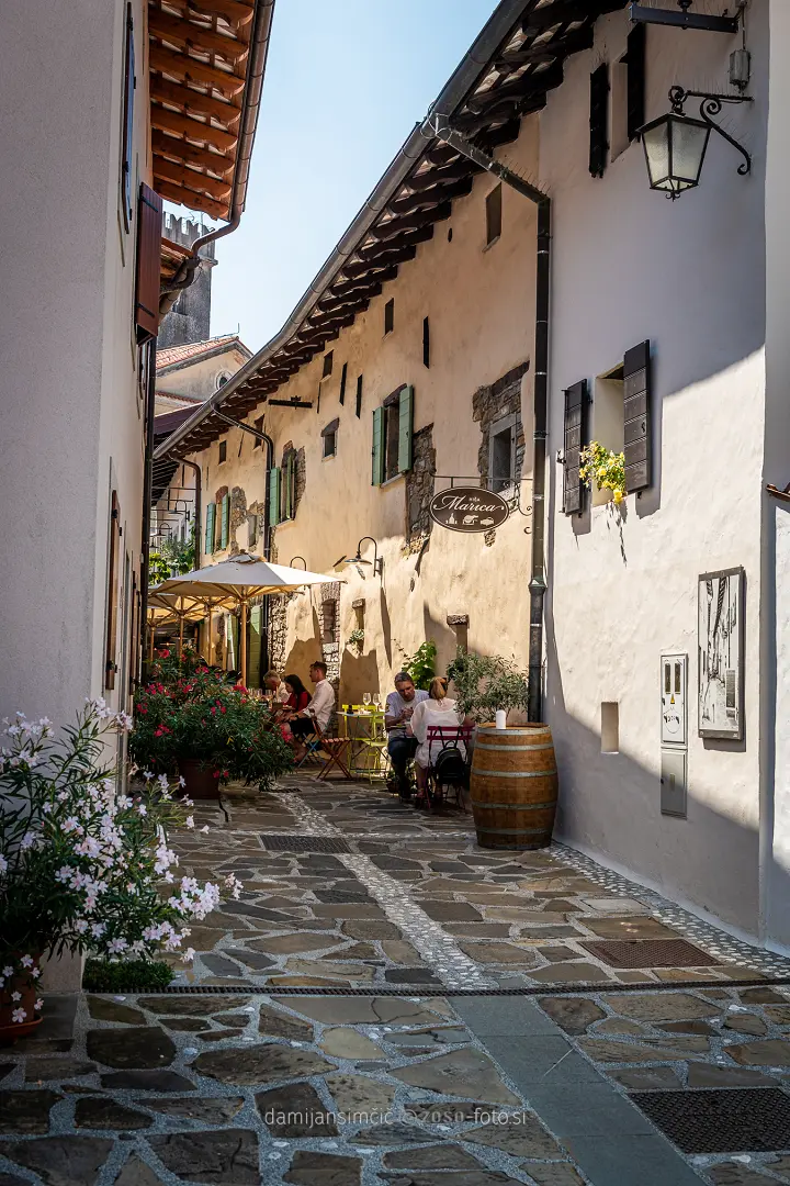 The enchanting cobblestone lanes of Šmartno medieval village.